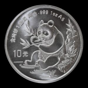 Panda 1991 – Moneda 10 Yuan China – 1 Onza de Plata .999 ( Fecha Grande)