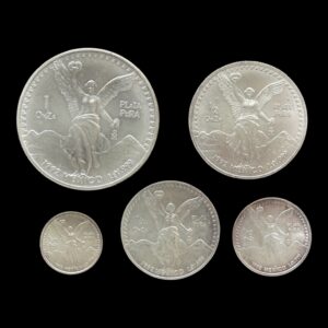 México – Set 5 Monedas Libertad 1992 – 1 Oz / 1/2 Oz / 1/4 Oz / 1/10 Oz / 1/20 Oz Plata .999