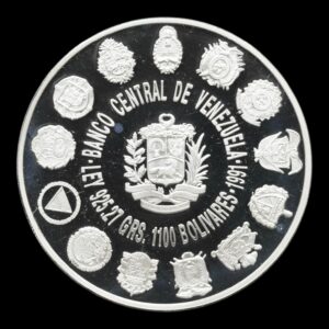 Alternative view of Venezuela – Moneda 1100 Bolivares ‘Cristóbal Colón – Encuentro entre Dos Mundos’ – 1992 – 27 g de Plata .925