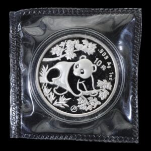 Panda 1992  Proof– Moneda 10 Yuan China – 1 Onza de Plata .999