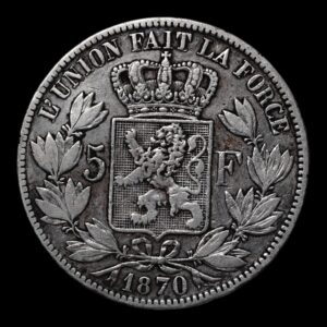 Alternative view of 5 Francs - Léopold II-  Belgica 1873 ( Duro de Plata) 24,69