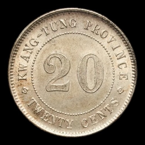 China – 2 Jiao / 20 Cents – 1912 – “Provincia de Kwangtung (República de China)” – Plata (.500) – 5,41 g – AU