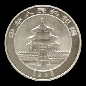Alternative view of Moneda Panda 1993 – 1 Onza de Plata .999 – 10 Yuan China (Fecha Pequeña)