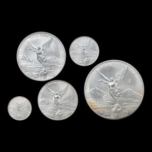 México – Set 5 Monedas Libertad 1996 – 1 Oz / 1/2 Oz / 1/4 Oz / 1/10 Oz / 1/20 Oz Plata .999
