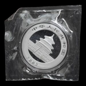 Alternative view of Panda 2003 – Moneda 10 Yuan China – 1 Onza de Plata .999 (Sellada)