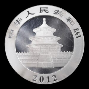 Alternative view of Panda 2012 – Moneda 10 Yuan China – 1 Onza de Plata .999 ( Circulada)