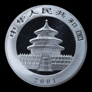 Alternative view of Panda 2001 – Moneda 10 Yuan China – 1 Onza de Plata .999