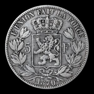 Alternative view of 5 Francs - Léopold II-  Belgica 1873 ( Duro de Plata) 24,65 Gr.