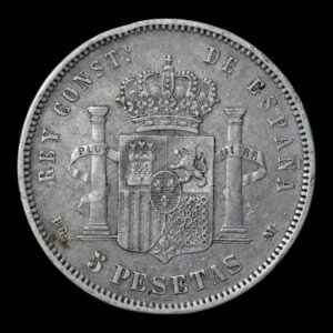 Alternative view of Moneda 5 Pesetas  Alfonso XIII 1890 *90 P.M.G-  (Duro de Plata) 24,89 Gr.