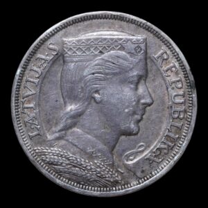 Letonia – 5 Lati de Plata – 1929 – 24,93 g Plata .835 ( Bonita patina)