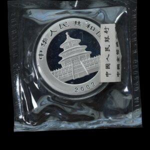 Alternative view of Panda 2002 – Moneda 10 Yuan China – 1 Onza de Plata .999 (Sellada)