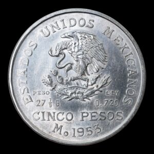 Alternative view of México – 5 Pesos de Plata ‘Hidalgo’ – 1953 – 27,71 g (.720)