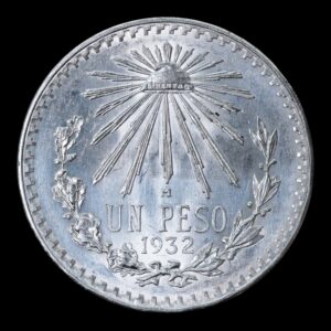 Mexico -1$ Un Peso Resplandor año 1932 , 16,56  Gr. de Plata