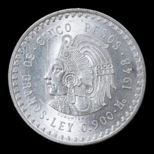 5 Pesos "Cuauhtémoc" México 1948 - 30 Gr. de Plata .900 C