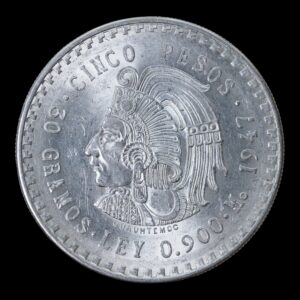 5 Pesos "Cuauhtémoc" México 1947 - 30 Gr. de Plata .900