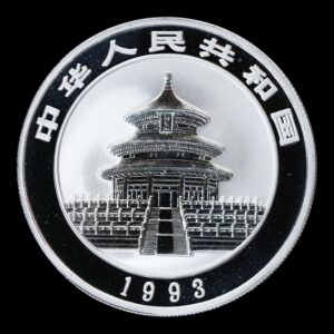 Alternative view of Panda 1993 – Moneda 10 Yuan China - 1 Onza de Plata .999 – Proof