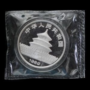 Alternative view of Panda 1989 PROOF – Moneda 10 Yuan China – 1 Onza de Plata .999 ( Sellada )