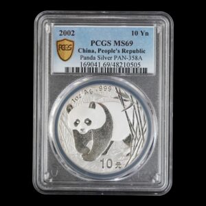 Moneda Panda 2002 - 1 Oz. Plata .999 – 10 Yuan China PCGS MS69