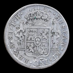 Alternative view of México – 8 Reales de Plata “Carlos IV” – 1806 Mo T.H. – 26,72 g (.903) - Con Resellos