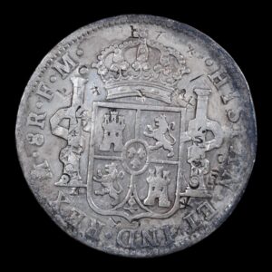 Alternative view of México – 8 Reales de Plata “Carlos IV” – 1797 Mo F.M. – 26,36 g (.903)