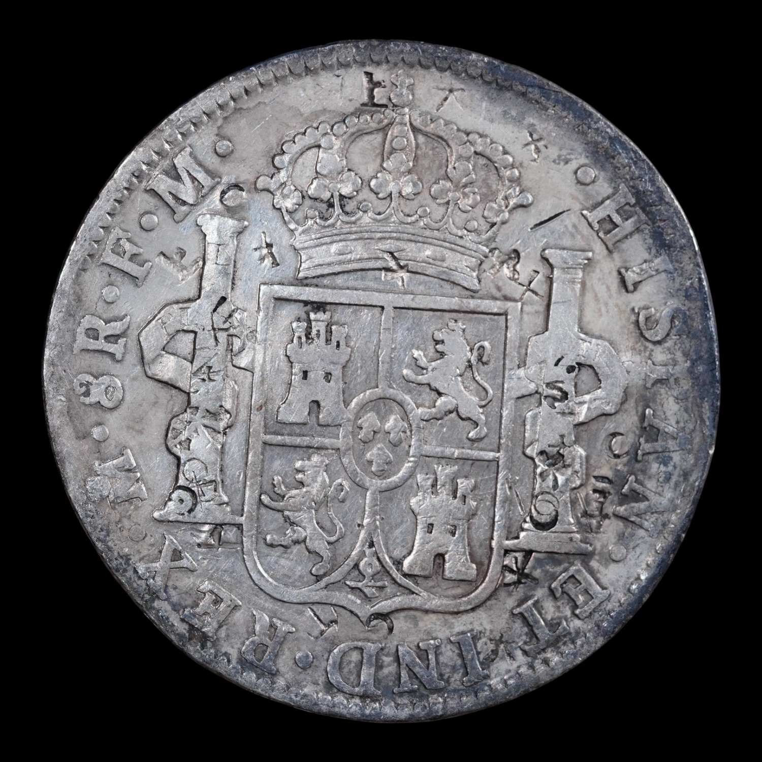 México – 8 Reales de Plata “Carlos IV” – 1797 Mo F.M. – 26,36 g (.903) - Imagen 2