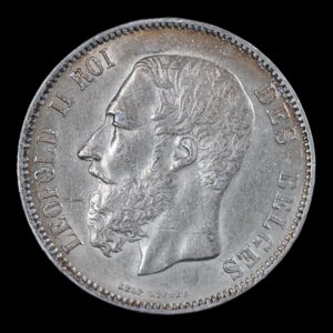 5 Francs - Léopold II-  Belgica 1874 ( Duro de Plata) 24,91 Gr.