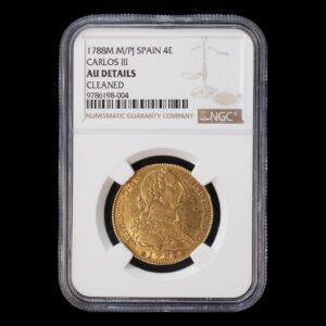 España – 4 Escudos de Oro – 1788 Madrid P.J. – Carlos III – NGC AU Details (Cleaned)