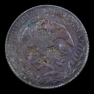 Alternative view of México – 8 Reales de Plata – 1886 Mo M.H. – Casa de Moneda de México – Chopmarked / Resellos – 27,00 g (.903)