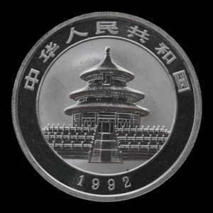 Alternative view of Panda 1992 – Moneda 10 Yuan China – 1 Onza de Plata .999 (MARCAS)