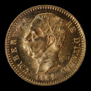 Italia – 20 Lire Oro 1882 R – Rey Umberto I – 6,44 g de Oro – Ceca de Roma