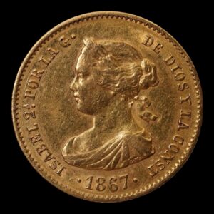 España – 4 Escudos de Oro – Isabel II – 1867 – Ceca de Madrid – 3,37 g