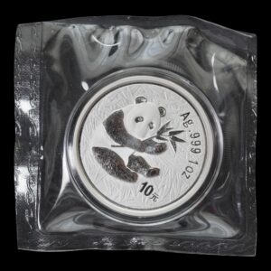 Panda 2000 – Moneda 10 Yuan China – 1 Onza de Plata .999 (Frosted Ring – Sellada)