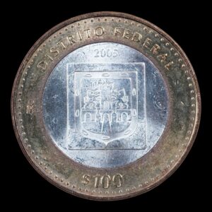 México – 100 Pesos “Distrito Federal” – 2005 Mo – Moneda Bimetálica Conmemorativa – Plata .925