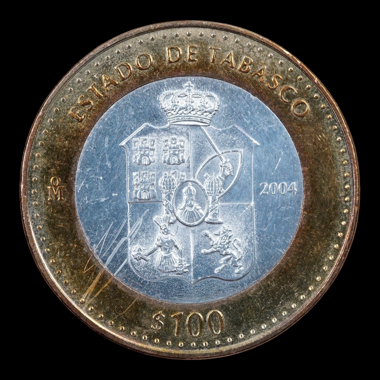 México – 100 Pesos “Estado de Tabasco” – 2004 Mo – Moneda Bimetálica Conmemorativa – Plata .925