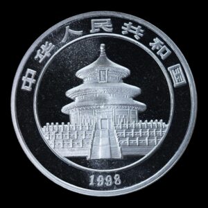 Alternative view of Moneda Panda 1998 – 1 Oz. Plata .999 – 10 Yuan China (Fecha Pequeña)