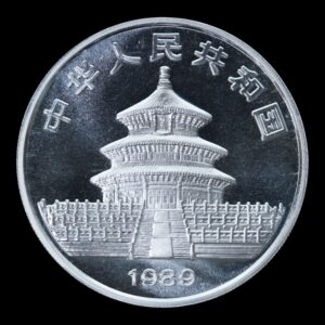 Alternative view of Panda 1989  – Moneda 10 Yuan China – 1 Onza de Plata .999