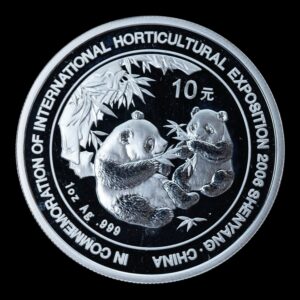 Panda 2006 – Moneda 10 Yuan China – 1 Onza de Plata .999 (Conmemorativa Exposición Internacional de Horticultura Shenyang)
