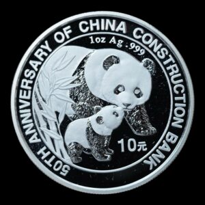 Panda 2004 – Moneda Conmemorativa 10 Yuan China –“50º Aniversario Construcción del Banco “ - 1 Onza de Plata .999