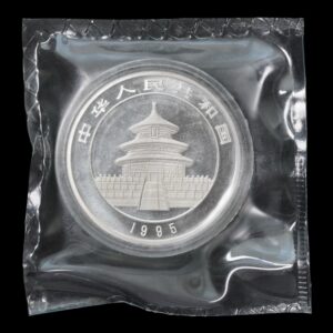 Alternative view of Panda 1995 – Moneda 10 Yuan China – 1 Onza de Plata .999 ( Fecha Pequeña Rama Corta) - Sellada
