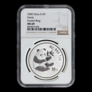 Panda 2000 – Moneda 10 Yuan China – 1 Onza de Plata .999 – NGC MS69 (Frosted Ring)