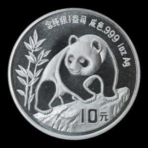 Panda 1990 – Moneda 10 Yuan China – 1 Onza de Plata .999 (Fecha Pequeña)