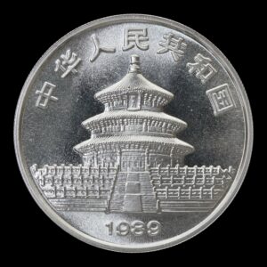 Alternative view of Panda 1989  – Moneda 10 Yuan China – 1 Onza de Plata .999
