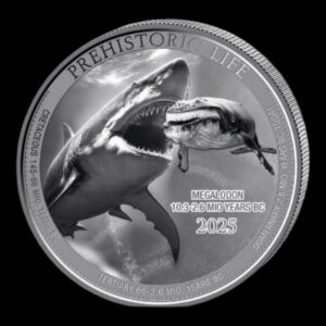 República de Chad – 1 Onza de Plata .999 “Vida Prehistórica II – Megalodon ” – 20 Francos – 2025