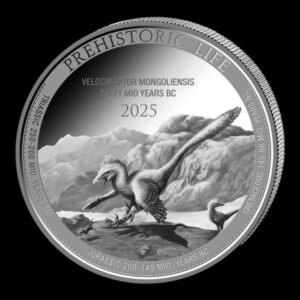 República de Chad – 1 Onza de Plata .999 “Vida Prehistórica II – Velociraptor” – 20 Francos – 2025