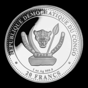Alternative view of República de Chad – 1 Onza de Plata .999 “Vida Prehistórica II – Velociraptor” – 20 Francos – 2025