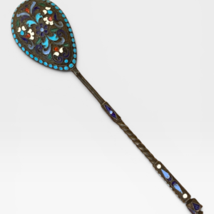 Cuchara Rusa de Plata con Esmalte Cloisonné – Primera Mitad del Siglo XX –  Rusia