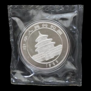 Alternative view of Panda 1995 – Moneda 10 Yuan China – 1 Onza de Plata .999 ( Fecha Pequeña Rama Corta) - Sellada