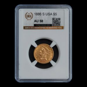 Estados Unidos – 5 Dollars – 1886 – “Liberty Head / Coronet Head” – 8,36 g de Oro .900 – San Francisco Mint GBCA AU58