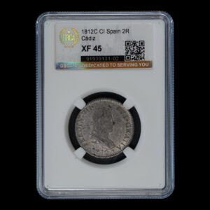 España – 2 Reales Fernando VII– 1812 C (Cádiz )– Plata GBCA XF45