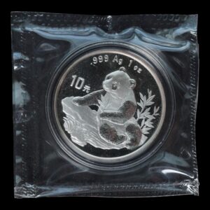 Panda 1998 – Moneda 10 Yuan China – 1 Onza de Plata .999 (Fecha Pequeña – Sellada)